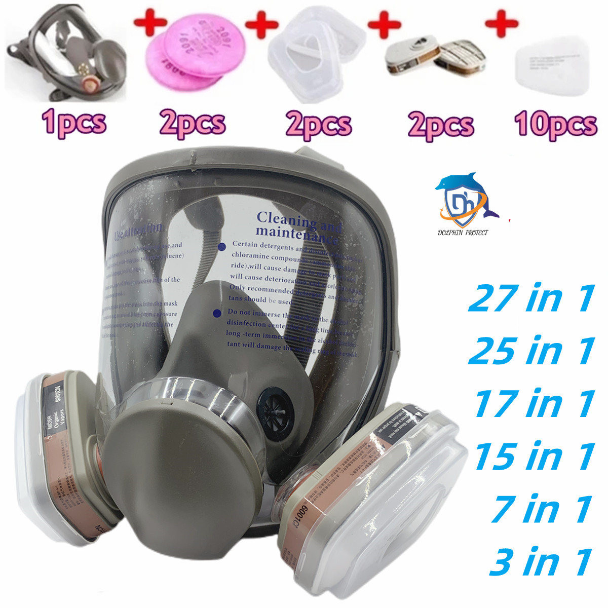 Dust Mask Construction - Máscara protetora de spray facial completo,