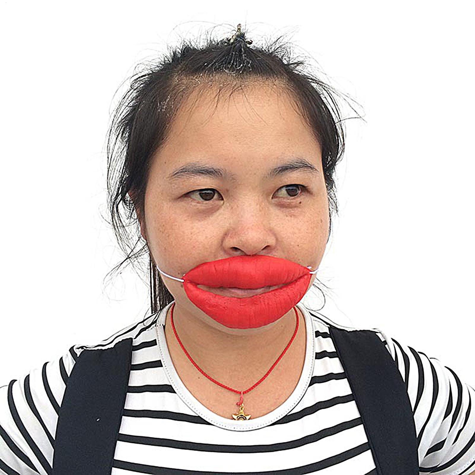 Kids Face Mask - Máscaras de Lábios Vermelhos Engraçadas, Máscaras
